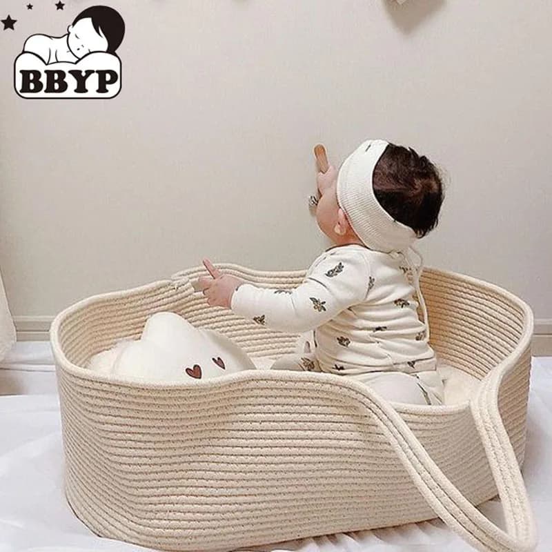 Portacestino portatile per bambini Moses, corda di cotone, culla intrecciata, culla per neonato, culla, culla, decorazione per la scuola materna