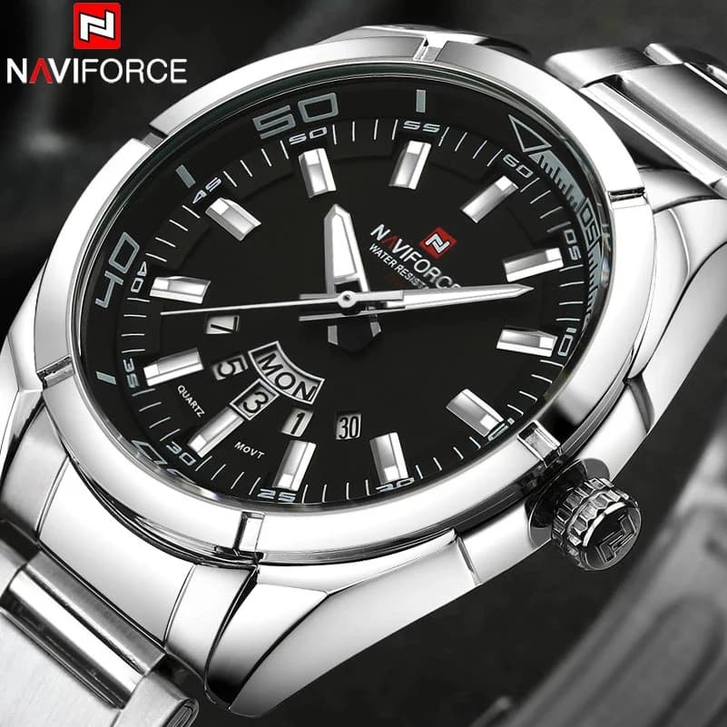 NAVIFORCE Men's Watch Brand Quartz Working Men's Watch Stainless Steel Strap 30M Waterproof Date Wristwatches Relogio Masculine