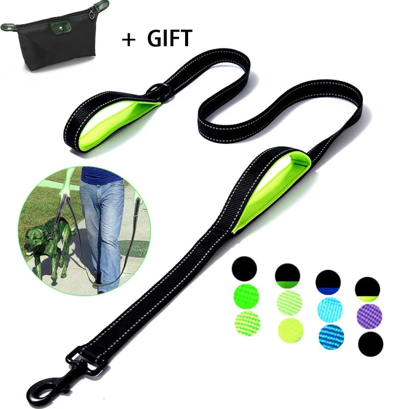 Dual Handle Hands Free Running Leash Shock Absorbent Stretchable Strap Reflective Waist Belt Adjustable