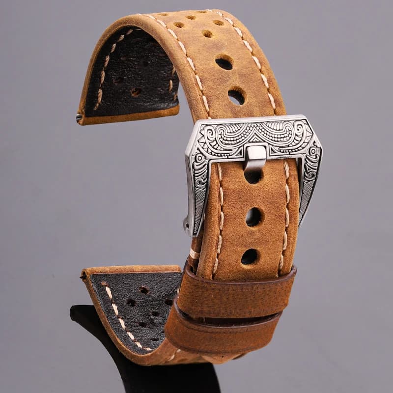 Vintage Cowhide Watch Strap Bracelet 20mm 22mm Women Men Breathable Genuine Leather Watchbands Brown Coffee Black Belt