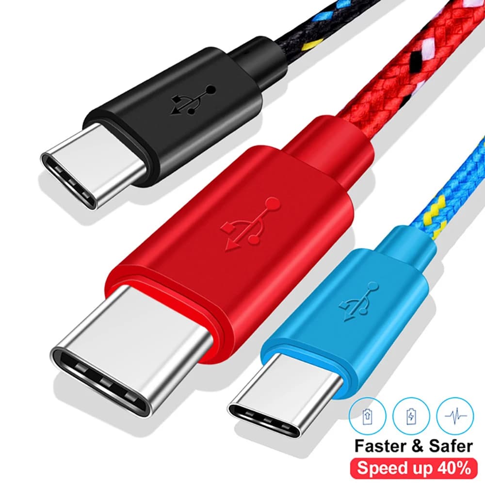 Cavo USB tipo C C Cavi intrecciati in nylon a ricarica rapida per Samsung Galaxy S9 Plus Xiaomi mi9 Cavo USB C per caricabatterie per telefono cellulare Huawei