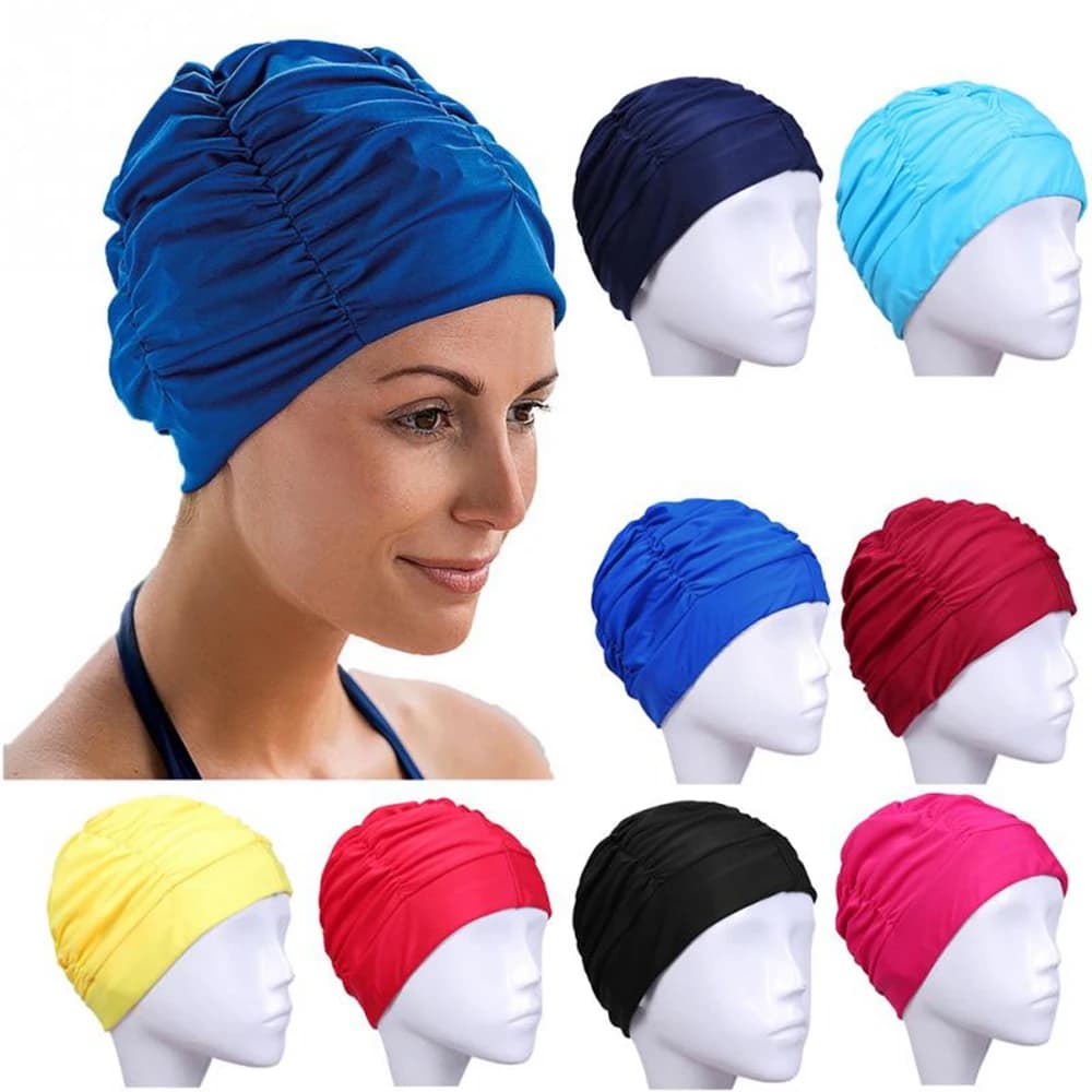 1 pcs new Nylon turban hat by sub adult headphones by swim man long hair swimming pool waterproof ear hats protect elastic