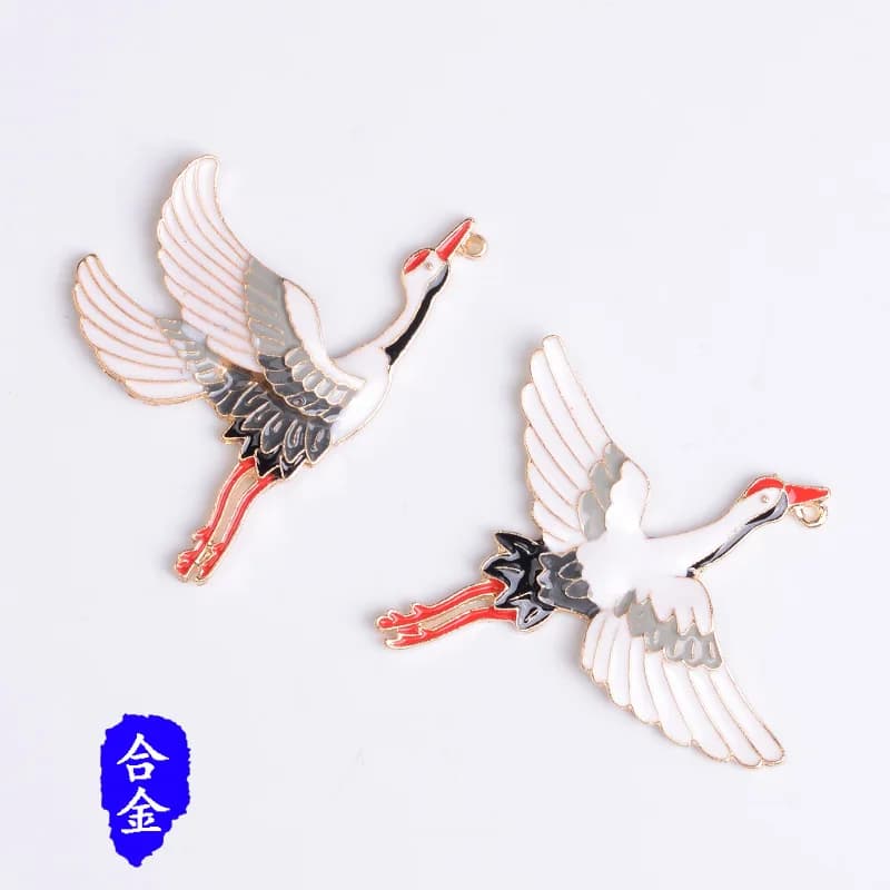 20pcs fascino cinese della gru della corona rossa del vento per gli orecchini braccialetto accessori animali materiale fatto a mano di DIY