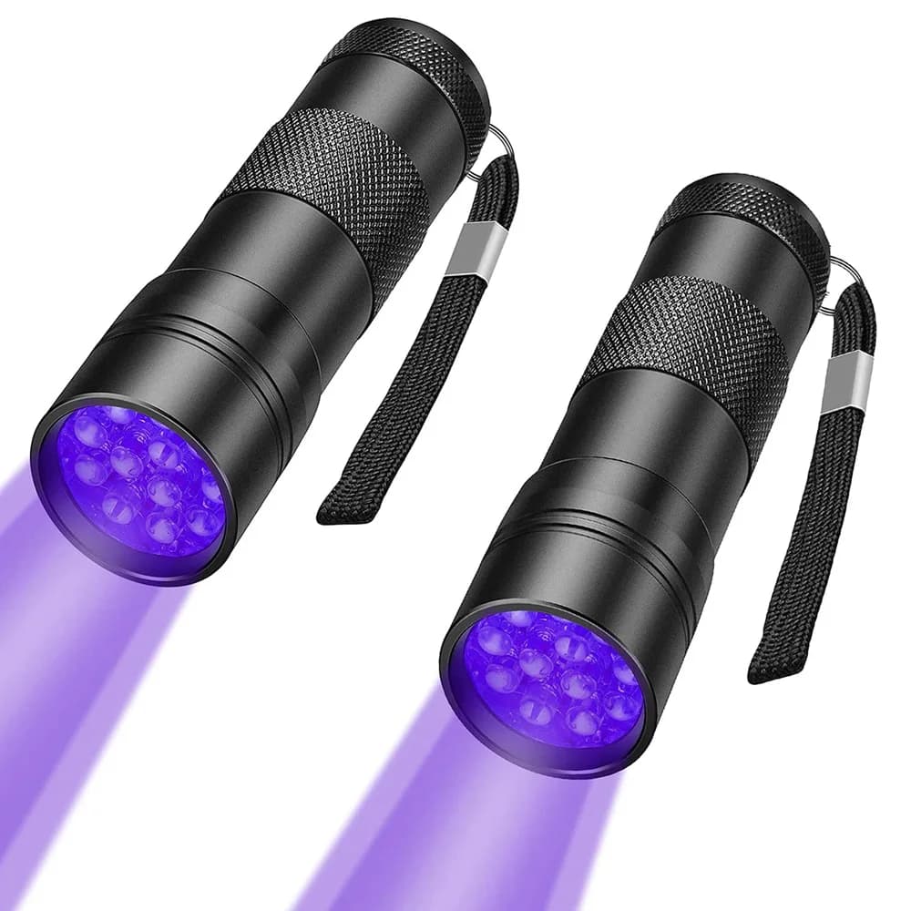 Portable Waterproof Black Light Flashlight UV 12 LED 395nm Mini Light Torch Detector for Pet Urine Spots Lamp UV Black Light