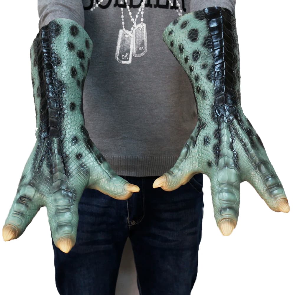 Guanti per mani in lattice con braccioli di dinosauro, costume da Halloween, tartaruga, lucertola, drago