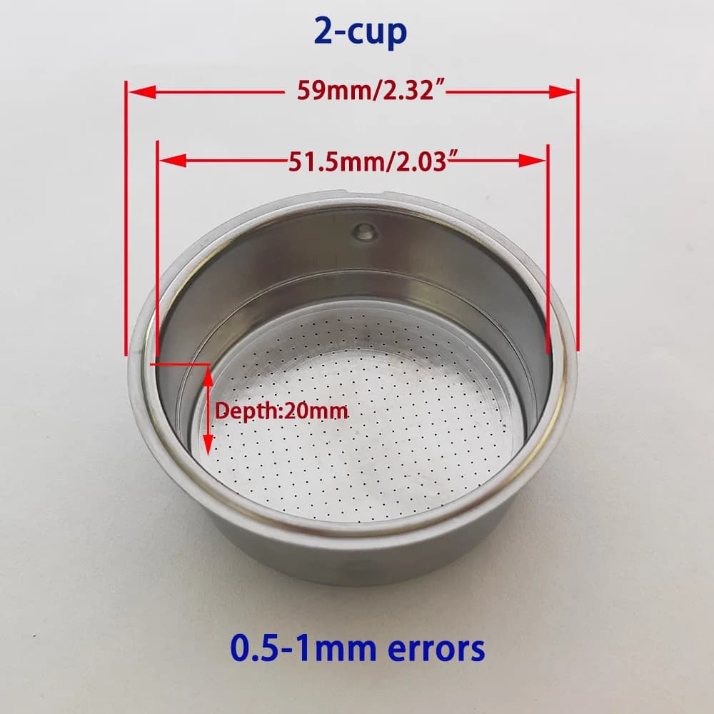 Cestello filtro pressurizzato per macchina da caffè a doppia tazza da 51 mm per parti di macchine da caffè domestiche Caffè non pressurizzato da 2 tazze