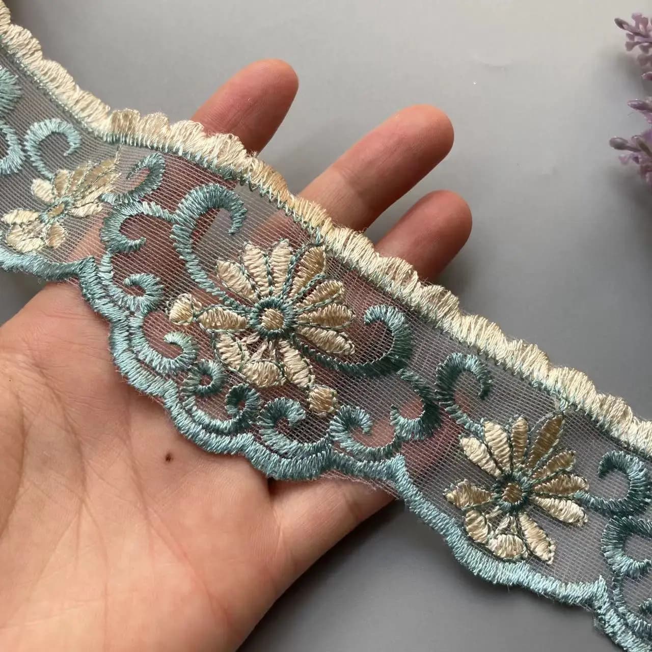 2 metri verde 5,5 cm maglia ricamata finiture in pizzo per divano sedia cuscino tessili per la casa finiture nastro accessori per cucire tessuto