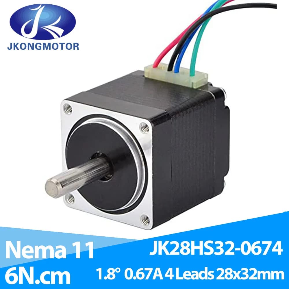 Jkongmotor Nema11 motore passo-passo 28 motore passo-passo ibrido 2 fasi 4 derivazioni 1.8 gradi 0,67a 6Ncm/8.5 oz-in 28x32mm per stampante 3D fai da te