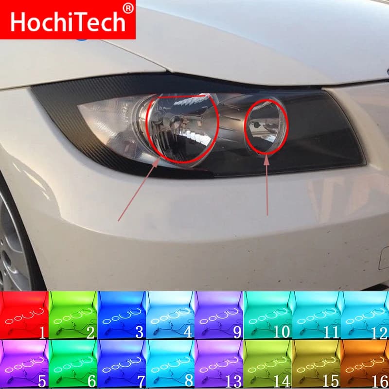 Ultimo Faro Multi-colore RGB LED Angel Eyes Anello Eye DRL RF Telecomando Per BMW Serie 3 E90 2005 - 2008 Accessori