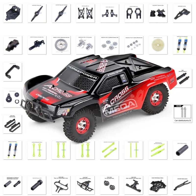 WLtoys 12423 Pezzi di ricambio originali 0001-0036 Set RC Auto Anteriore Posteriore Componenti anti-collisione Tirante Albero motore Paralume