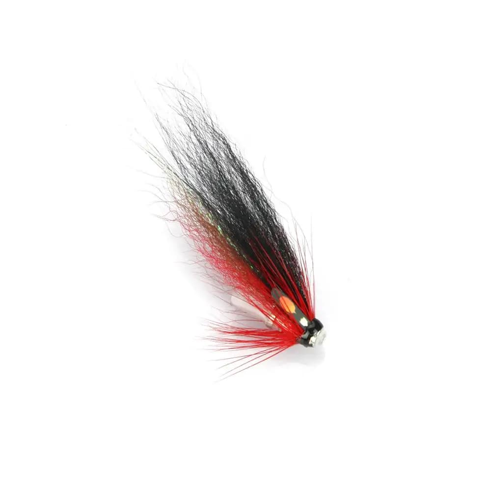 Mosche Artificiali Nere e Rosse per la Pesca a Tubo (8 Pezzi) - Ideali per Salmone e Trota di Mare