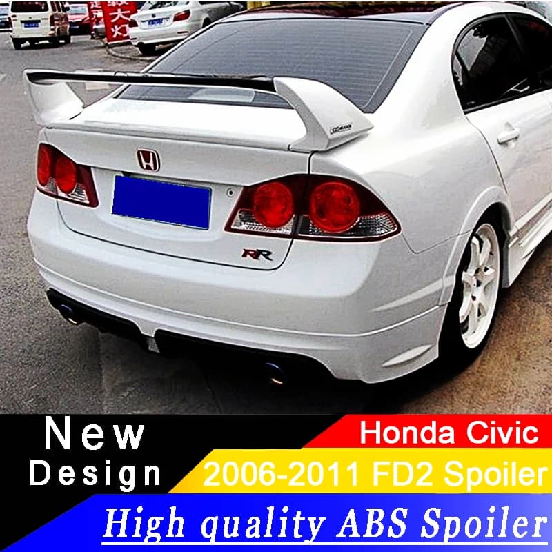 Per Honda Civic 2006-2011 ABS FD2 Spoiler tre parti o quattro parti Civic Car Boot Cover ala posteriore