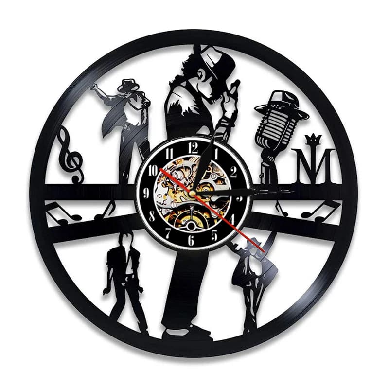 Michael Jackson Wall Clock Modern Design Musical Theme Stickers 3D Pop King Vinyl Record Watches Wall Clock Decorations For Man Gift Home