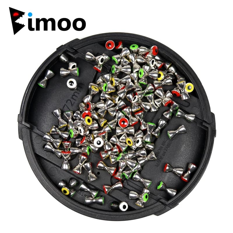 Bimoo 12PCS 0.22g 0.4g 0.7g Weighted Fly Tying ottone Dumbbell Eyes Crazy Charlie Fly leging materiale esche da pesca in acqua salata esca