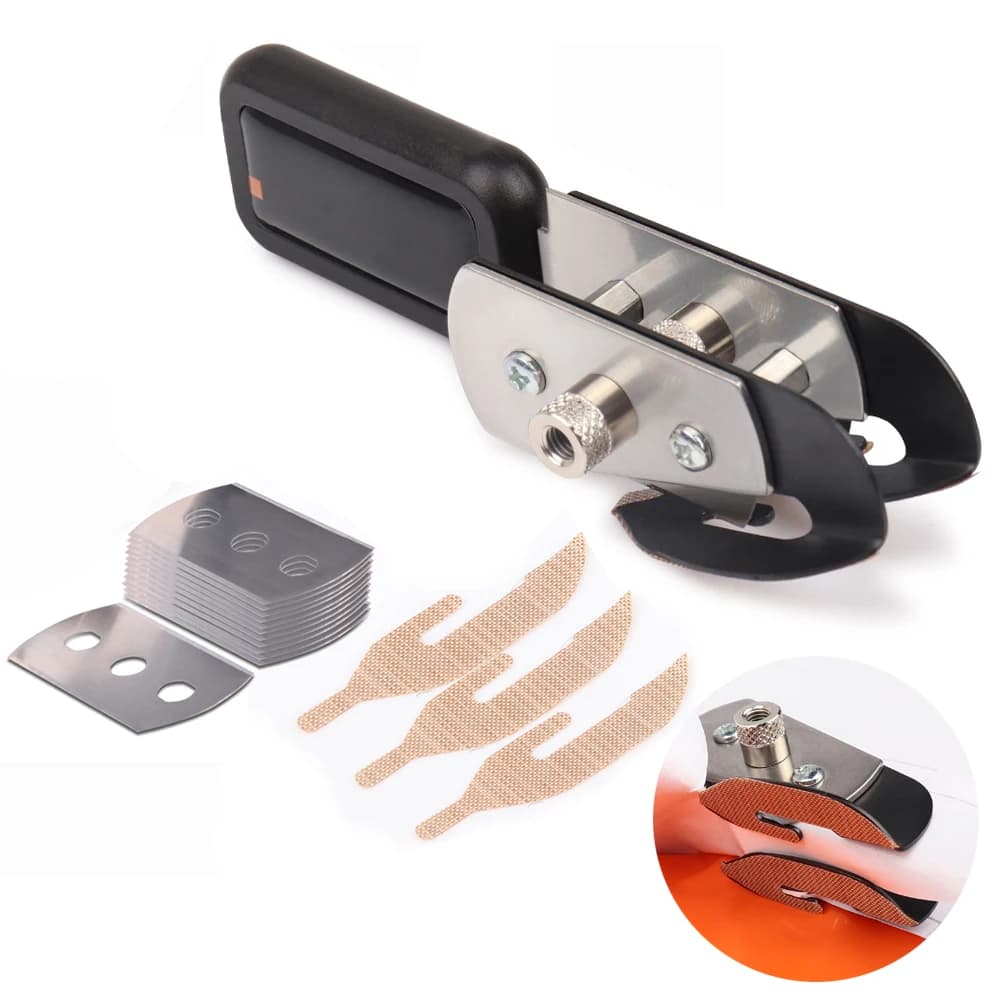 FOSHIO Taglierina a coltello con lame a doppia testa con adesivo in PTFE Pellicola in vinile in fibra di carbonio Avvolgimento artigianale per finestrini per auto Utensile da taglio
