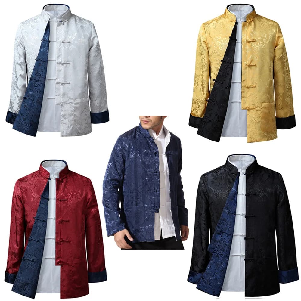Tang Suit 10 Colors Chinese Style Shirt Blouse Traditional Chinese Clothes fo Men Jacket Kung Fu Clothes on Both Sides Halloween