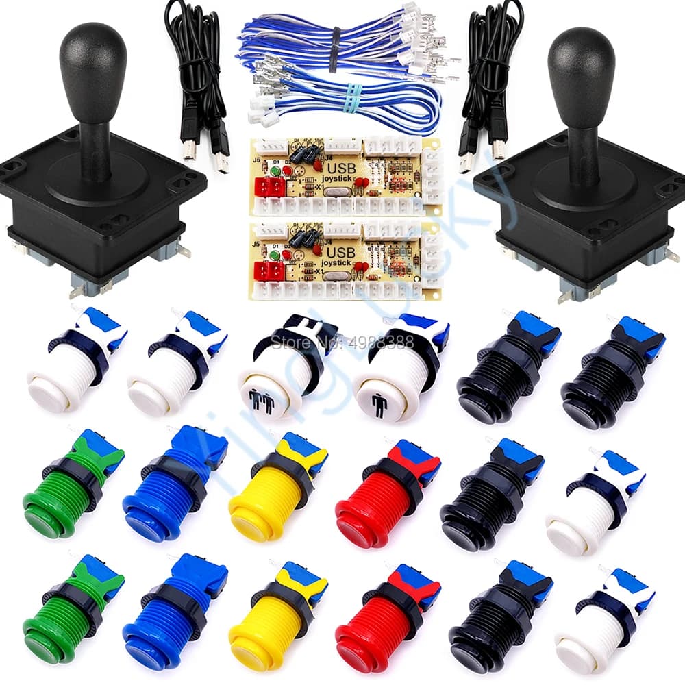 Joystick kit FAI DA TE arcade 2 USB encoder readers with American button joystick game per pc for Raspberry Pi MAME