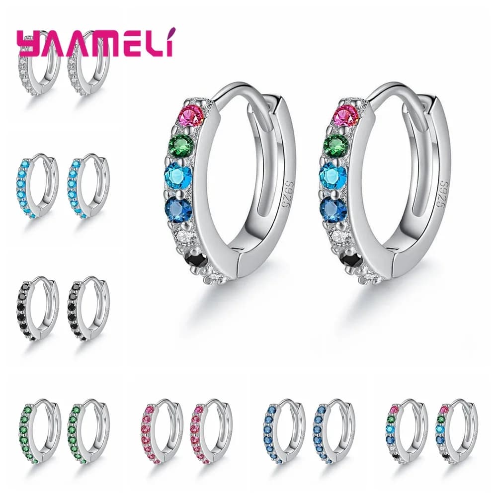Earrings for Women Girls Simple Crystal Loop Hoop 925 Sterling Silver Stamped Jewelry Hot Sale Wedding Engagement Accessory
