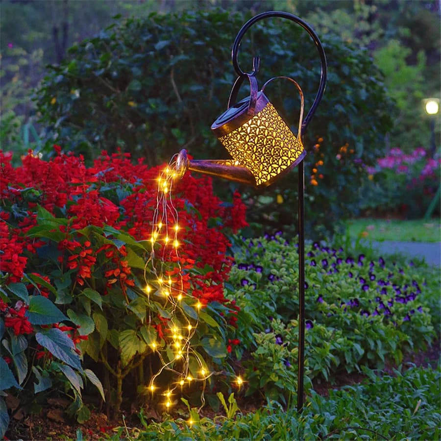 Nuovo annaffiatoio a LED solare impermeabile per esterni lampada in ferro scava fuori doccia prato paesaggio lucine natalizie per l'arredamento del giardino