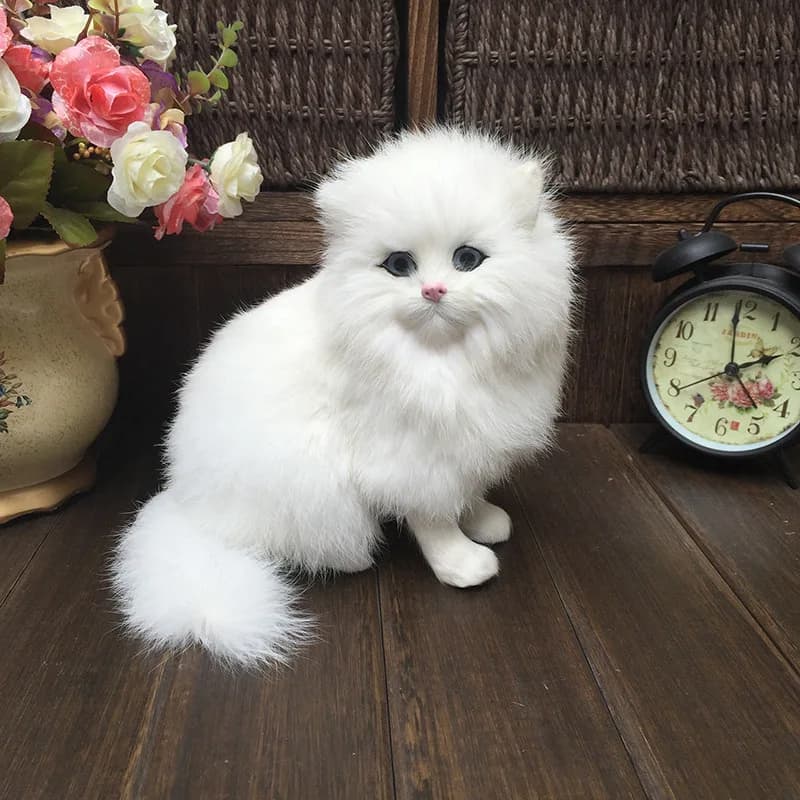 Simulazione carina peluche ripiene gatti persiani bianchi realistici adorabili bambole per gatti modello animale decorazioni per la casa ornamenti regalo per ragazze per bambini