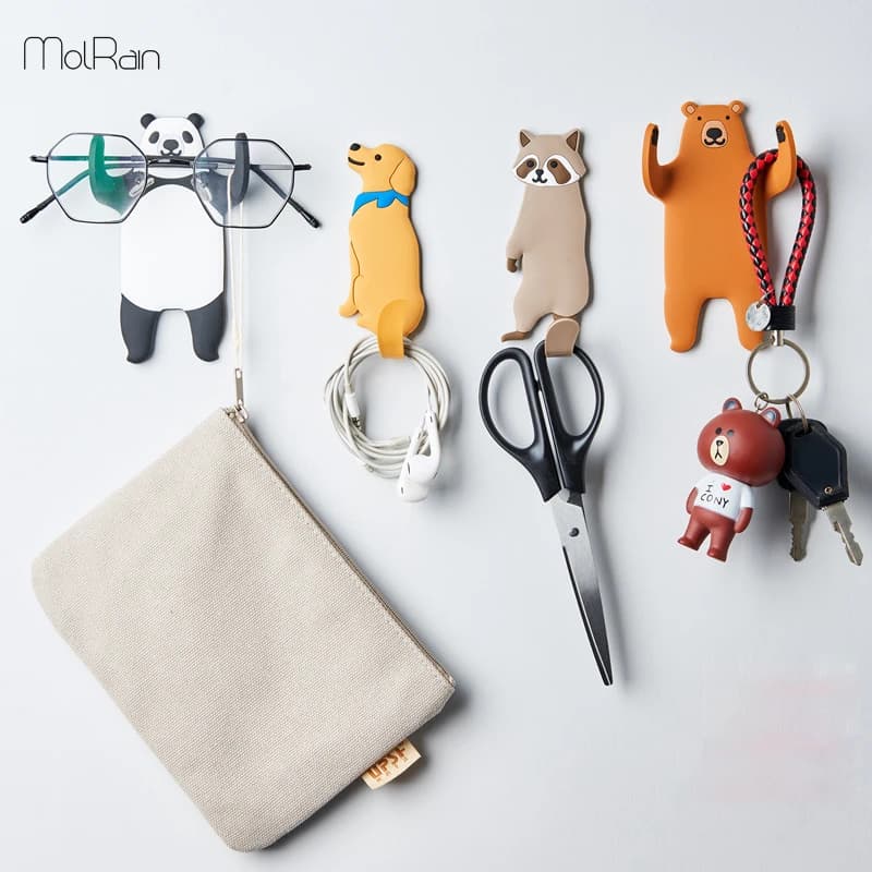 Ganci da parete adesivi Ganci per frigorifero per animali per chiavi Supporto da parete per uncinetto Gancio da cucina rimovibile Decorazioni per la casa Gancio da parete per supporto lavato