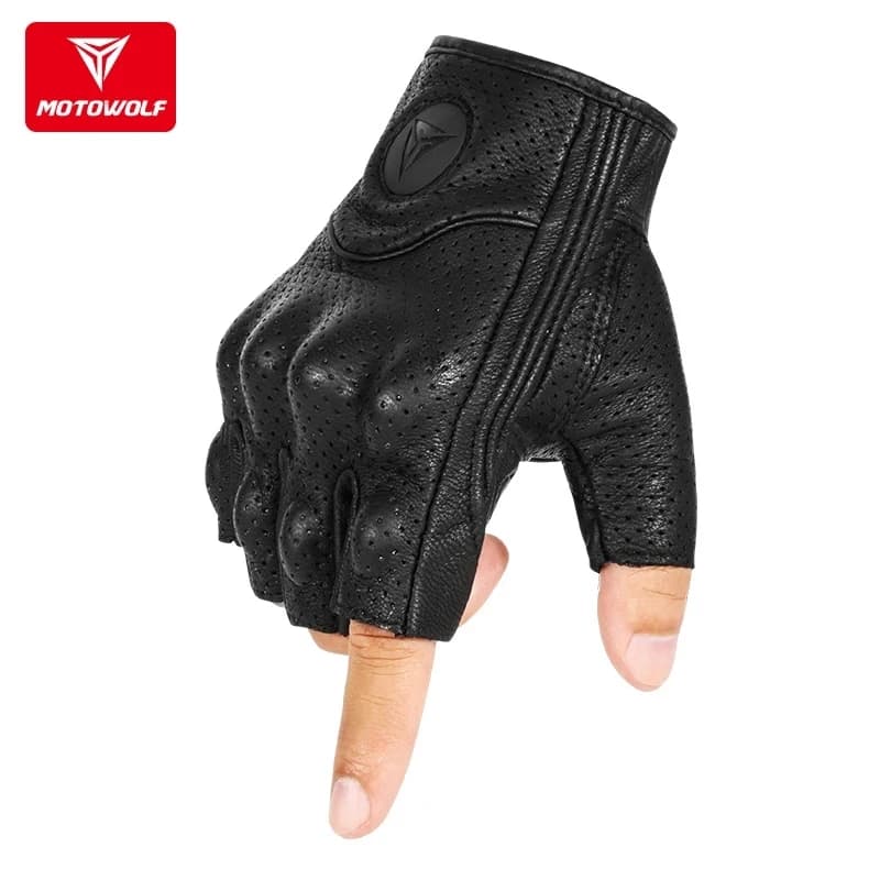 Summer Fingerless Motorcycle Gloves Racing Leather Guantes Moto Verano Luva Motociclista Gant Moto Gloves Tactical Retro