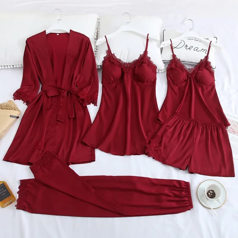 Wedding Dress with Print Sexy Night Dress Women's Summer Satin Night Set Dress for Home Night Set Short Night Shirt