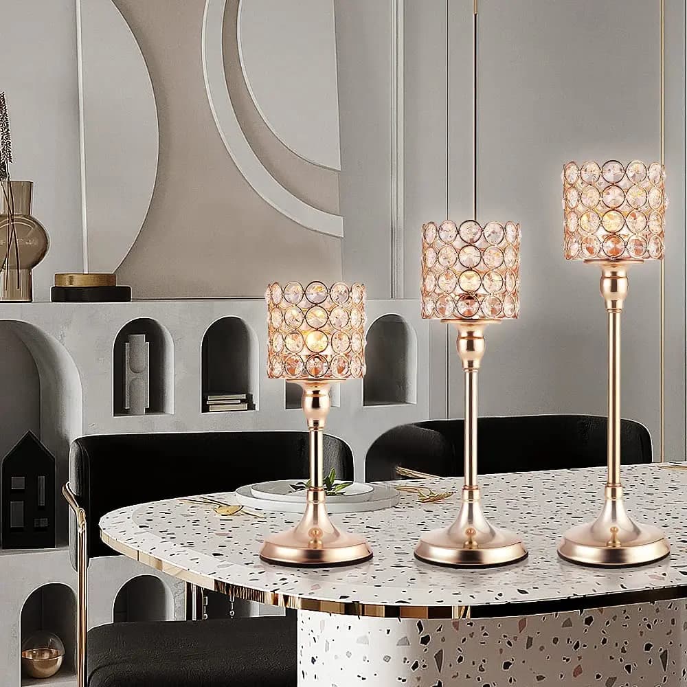 Crystal Cylinder Candle Holders, Pillar Candlestick Holders for Living Room, Wedding, Dining Table, Centerpieces, Firep, 1Pcs