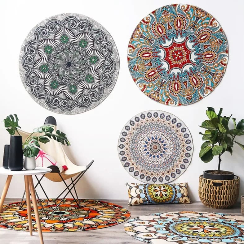 NEW Ethnic Boho Mat Guardaroba Carpets and Mats Mandala Yoga Zerbino Hippie Mandala Round non-slip carpet for living room