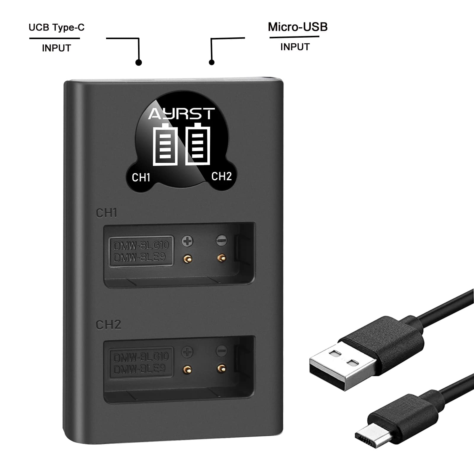 DMW-BLG10 LED USB Charger for Panasonic DMW BLG10 BLE9 BLG10E Lumix DMC-GF6 GX80 GX85 GX7 Mark II DMW-BLE9