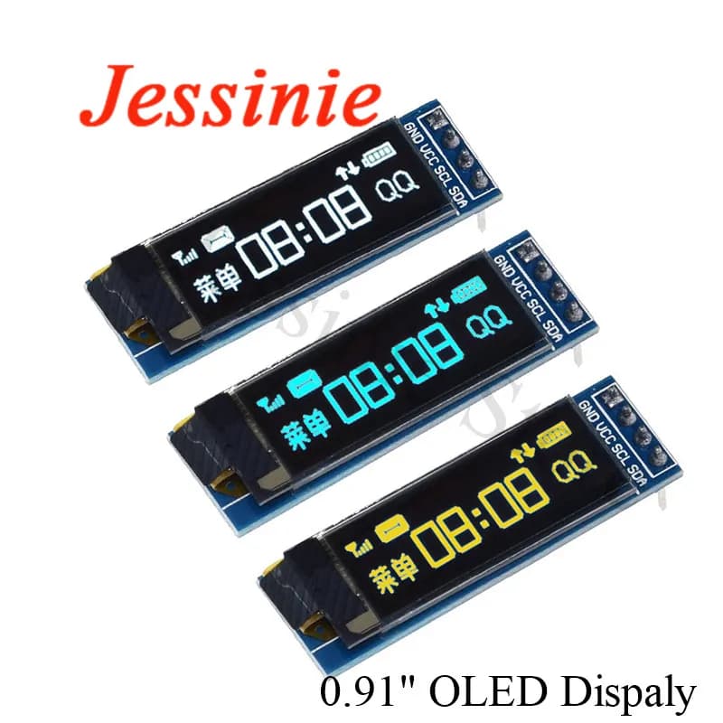 Modulo OLED da 0,91 pollici Schermo da 0,91 "Bianco/Blu/Giallo 128X32 Modulo display LCD OLED a LED Interfaccia IIC SPI SSD1306 per Arduino