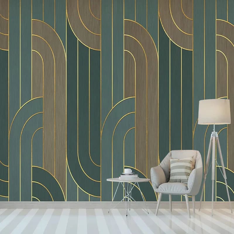 Foto Carta Da Parati Moderna Geometrica Astratta Linee Dorate Texture Soggiorno camera Da Letto Sfondo Pittura Murale Papel De Parede 3 D