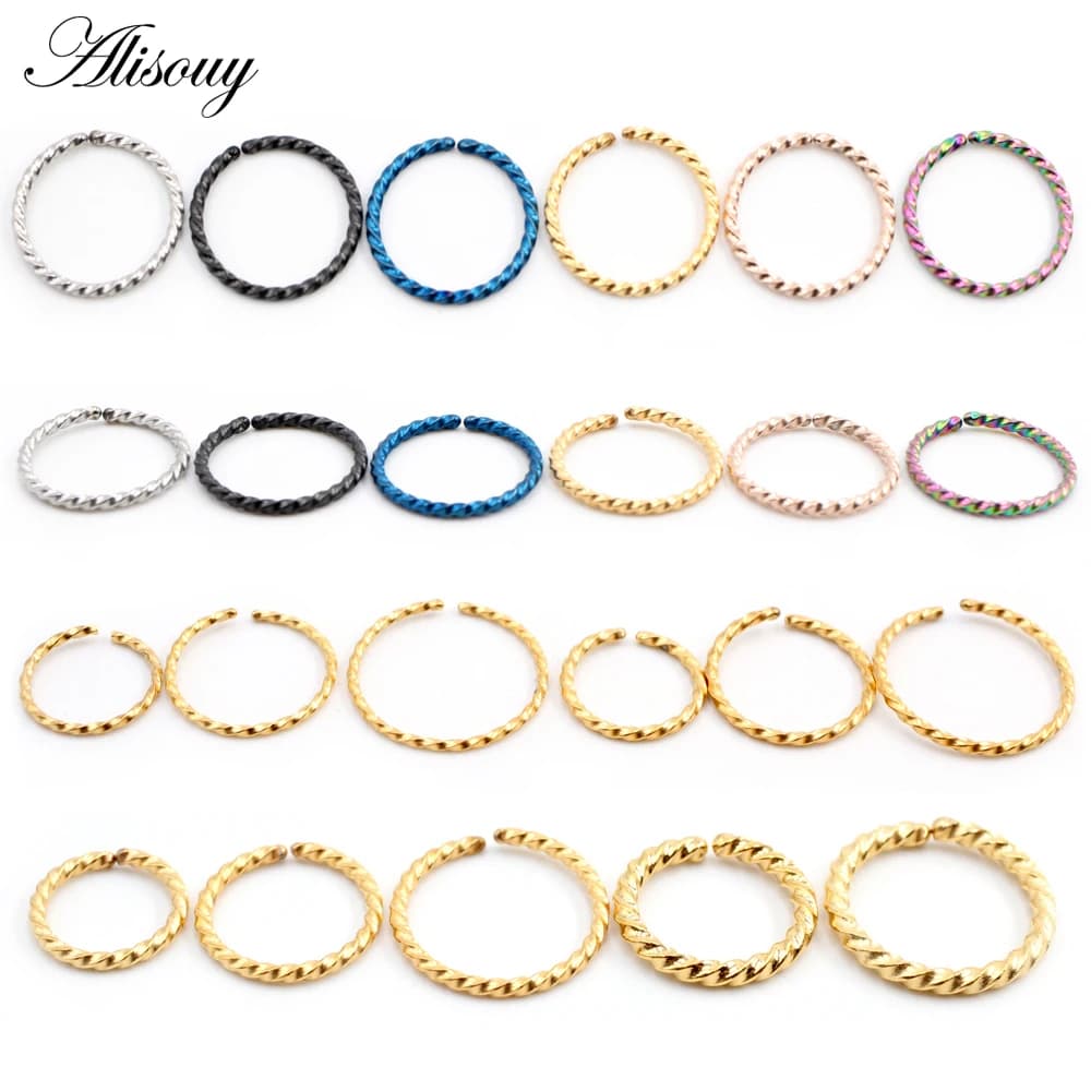 Alisouy 1pc 0.8/1/1.2/1.6mm Sottile Anello Al Naso Setto Helix Narice Labret Lip Piercing In Acciaio Inox Cartilagine Clip Orecc