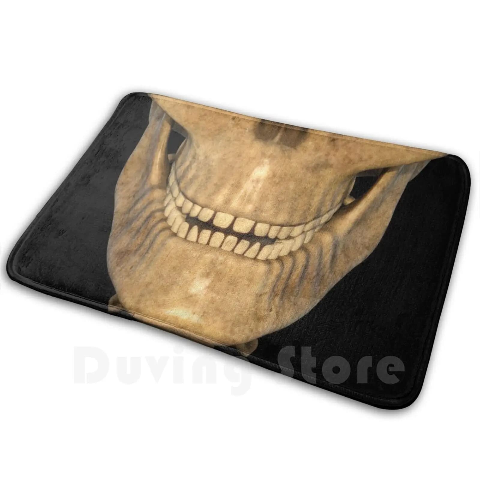 Teschio Scheletro Tappeto Tappeto Chinstrap Morbido Tappetino antiscivolo Tappeto Tappeto Cuscino Terrore nero Teschio e ossa Paura Tappetino Tappeto