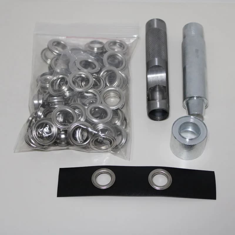4mm-14mm 100 Set Argento Occhiello e Occhiello Punch Die Set di strumenti Bottone in metallo per fai da te Artigianato in pelle Abbigliamento Scarpe Cintura Borsa Occhiello