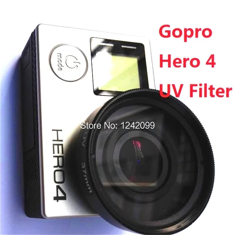 40.5mm UV filter lens in aluminium/metal/glass alloy + lens adaptor + lens cover for Gopro 4 3 + 3 accessory accessories