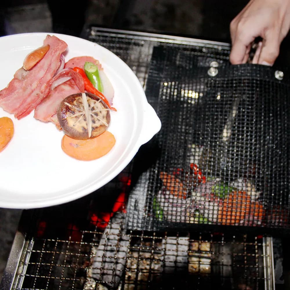 Non-Stick Mesh Grilling Bag Outdoor Picnic Tool Bolsa De Barbacoa Reusable Black Mesh Easy to Clean Non-Stick BBQ Bake Bag