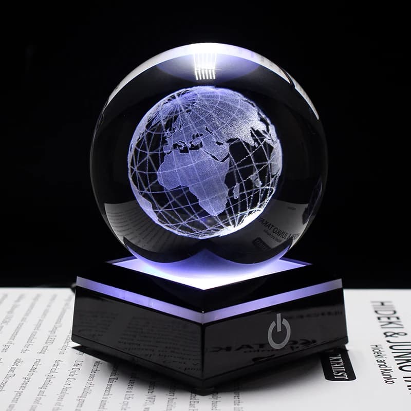 8cm 3D Earth Engraving Laser Crystal Ball Solar System Planet Milky Way Galaxia Globo Glass Ball Astronomy Gift Home Decoration