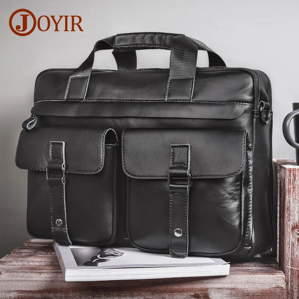 Cartelle da uomo JOYIR in vera pelle 15.6 "borsa per Laptop borse da ufficio per uomo borsa a tracolla per documenti da lavoro