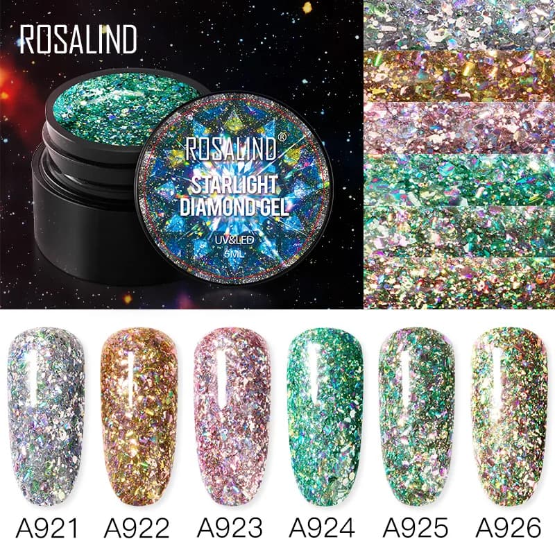 ROSALIND 5ML Neon Rainbow Nail Gel Polish Hybrid vernice Platinum Gel Painting Set per Manicure Base semipermanente top Gellak
