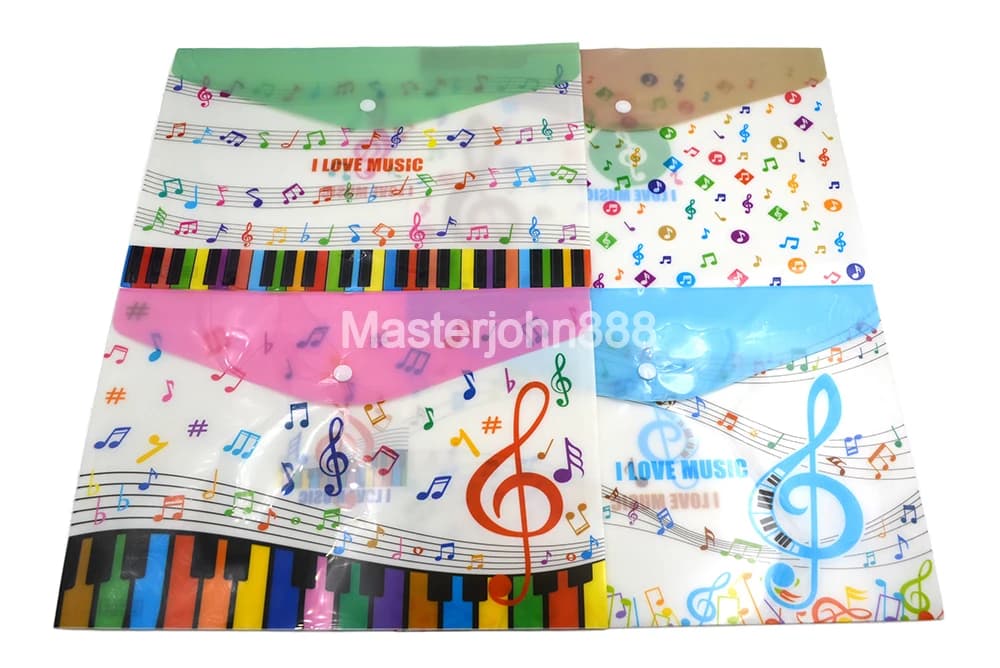 3pcs Musica per Pianoforte Copriletto Nota A4 Cartella di File Titolare di File di Plastica Trasparente Pulsante Borsa per Documenti Per Gli Studenti Musicista Canzone Writer