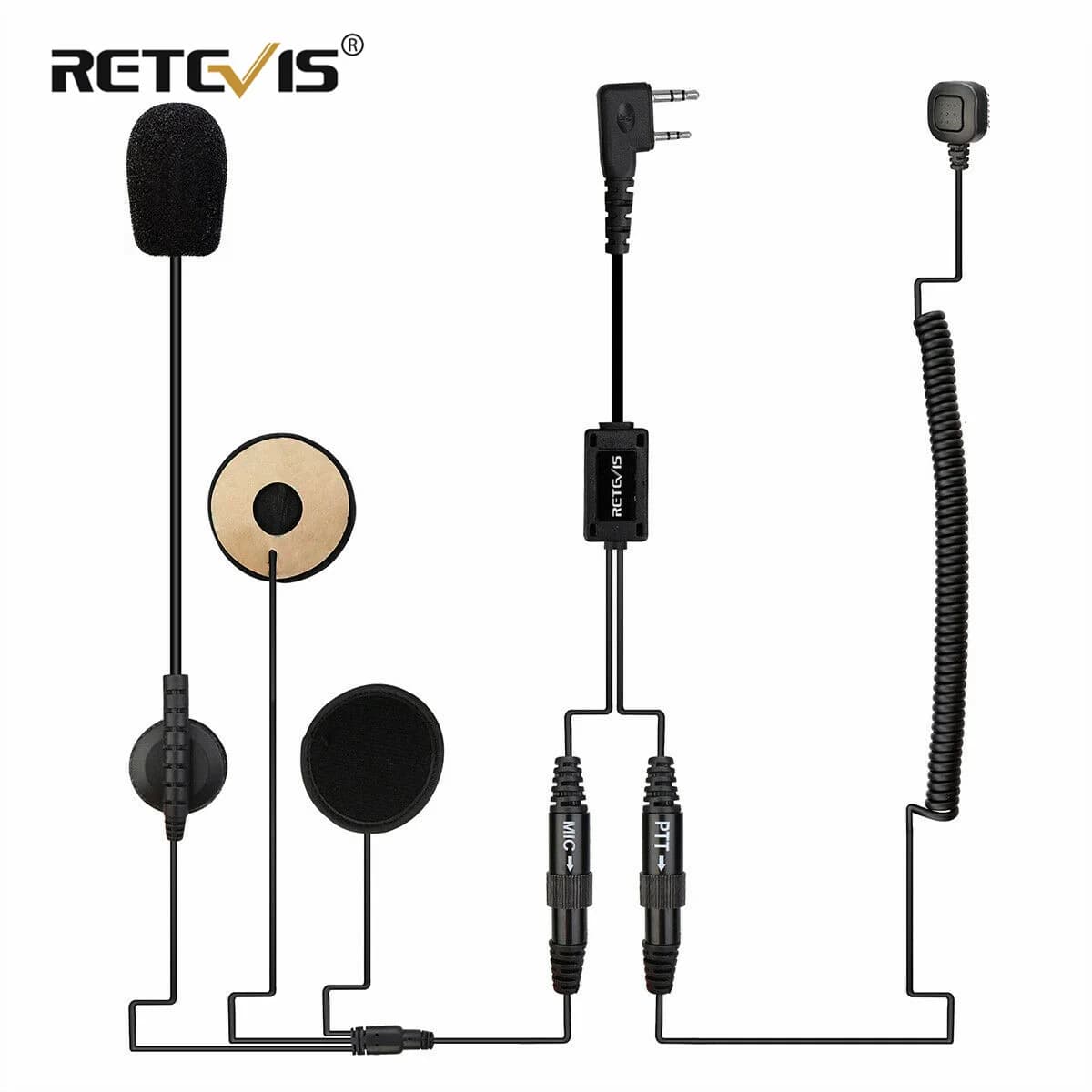 Retevis EHK010 Accessori radio Casco moto Auricolare 2Pin Finger PTT Doppi altoparlanti Auricolare per Baofeng UV-5R Retevis RT22