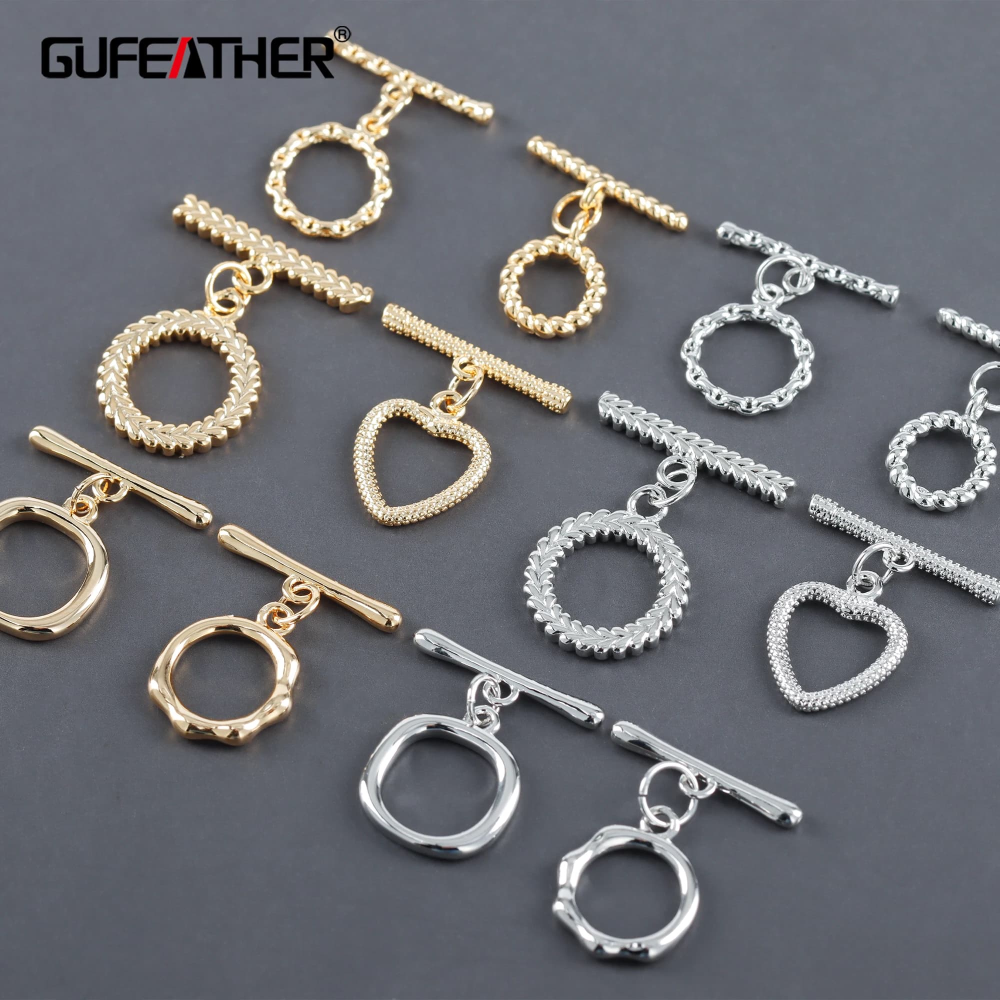GUFEATHER M1126,accessori di gioielli,connettore a catena,ot chiusura,pass REACH,senza nichel,placcato oro 18k,rame,gioielli fai da te,10 pz/lotto