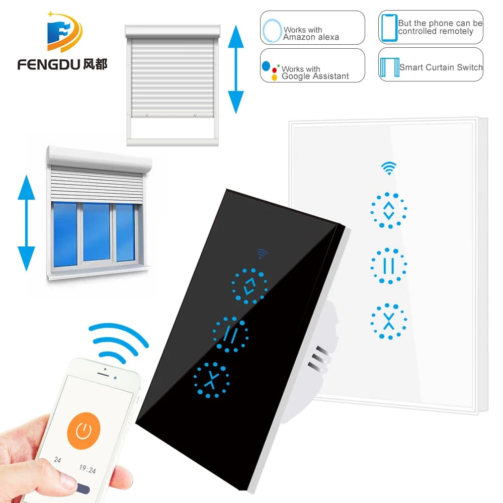 Interruttore tattile per porta del garage con interruttore per tende WiFi Smart US per tende con Alexa Google Assistant Smart Home
