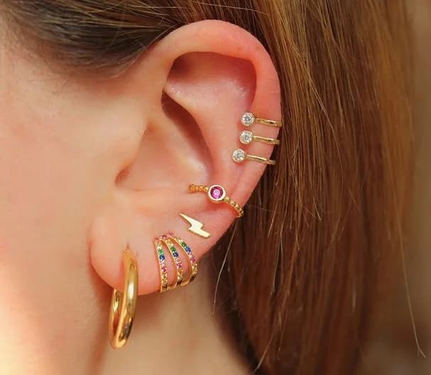 925 in argento sterling gioielli in argento fine tre bar linea della vite prigioniera geometrica minimo arcobaleno colorato cz orecchino 925