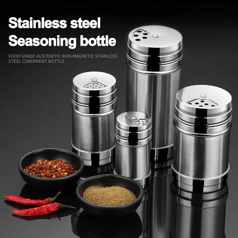 Vaso per spezie in acciaio inossidabile agitatori di sale e pepe contenitore per condimento contenitore per condimento set di contenitori per bottiglie contenitore per spezie da cucina