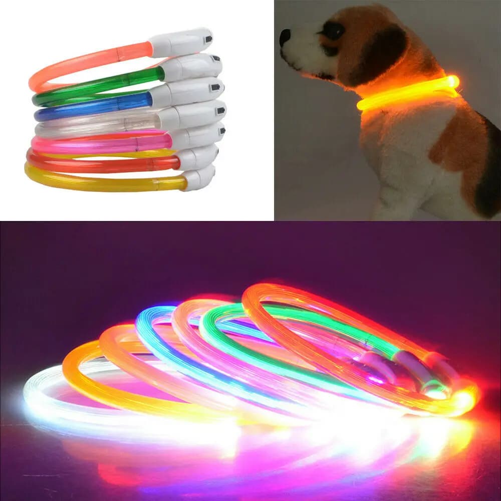 LED multicolore Pet Collare di Cane Cucciolo di Gatto Collana Regolabile USB Ricaricabile Cuttable Collo Ad Anello di Sicurezza di Notte Incandescente Impermeabile