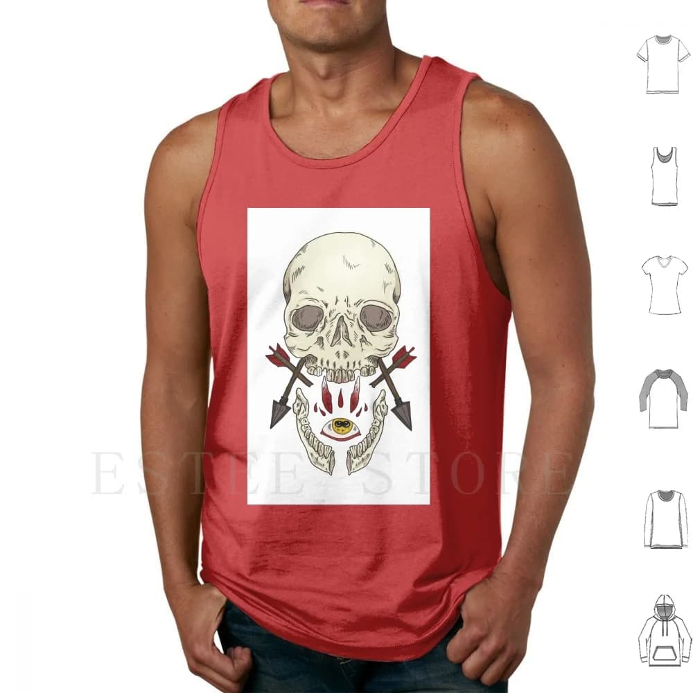 Skulls And Arrows Tank Tops Vest Sleeveless Skulls Arrows Red Yellow Broken Arrow Goat Eyes Satan Hail Satan Broken