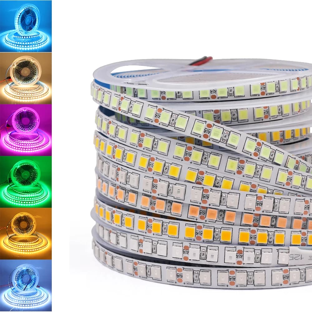 5054 striscia LED 12V 120LED/m IP21 IP65 lampada a nastro flessibile impermeabile con connettore cc bianco caldo bianco freddo blu