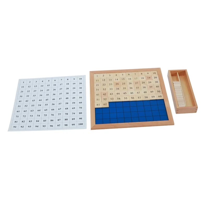 Montessori Hundred Board Wooden Math Educational Learning Kids Toys Linear & Skip Counting Game Mathematical Materials